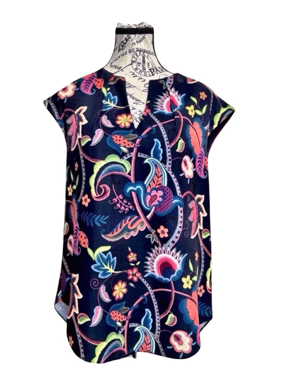 Ted Baker Floral Print Sleeveless Blouse | Navy Multi | Size 2